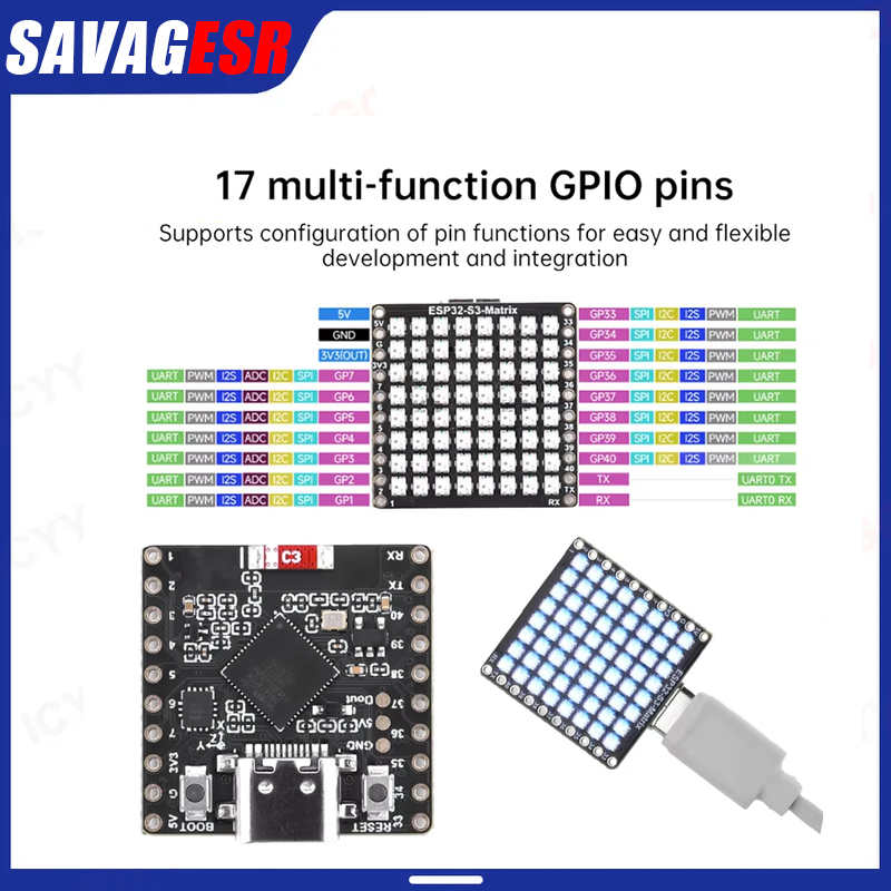 Rgb Led Matrix 8X8 - لوحة تطوير ESP32-S3 ماتريكس واي فاي