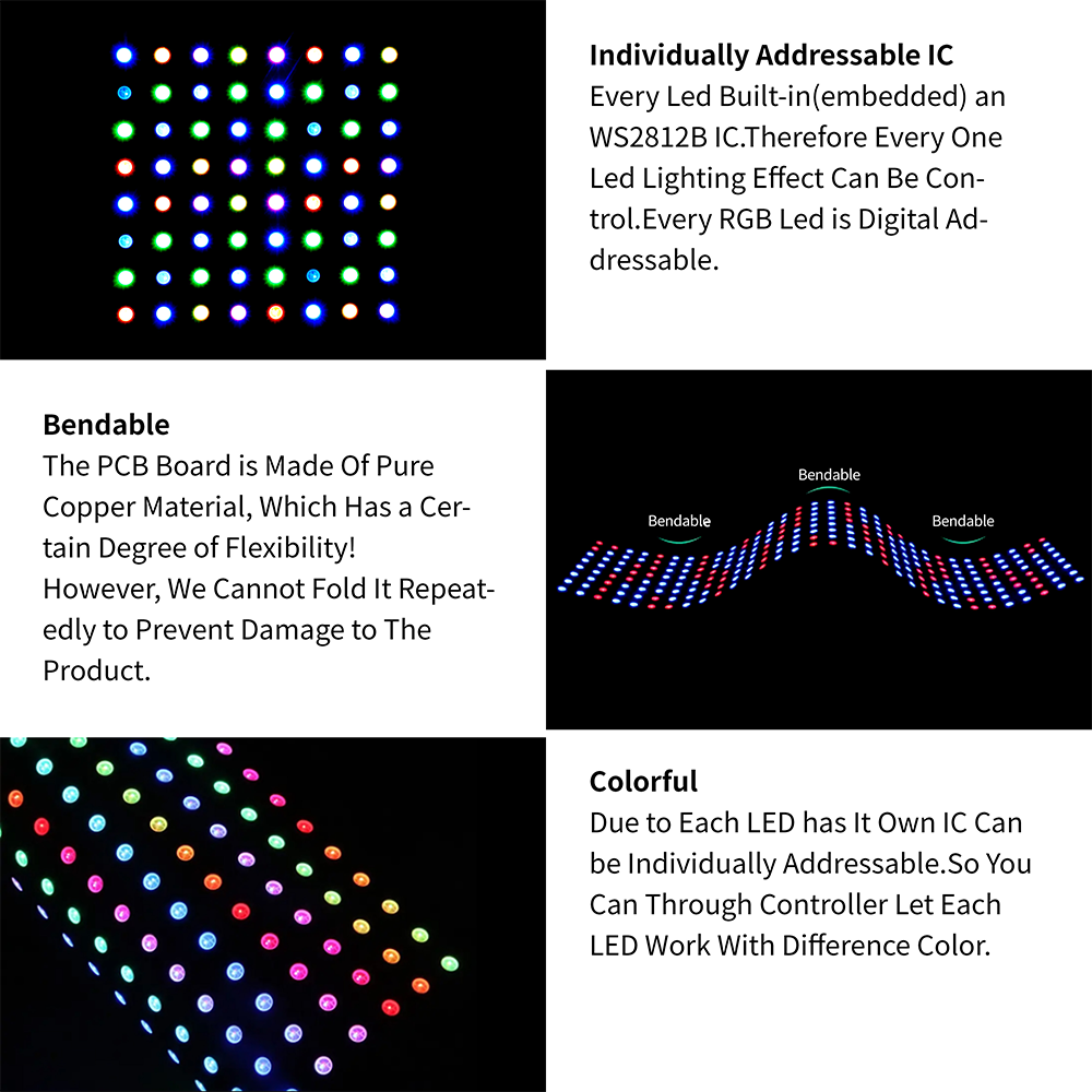 8X8 16X16 8X32 WS2812B مع USB  - مراجعة Rgb Led Matrix 8X8 وسعره