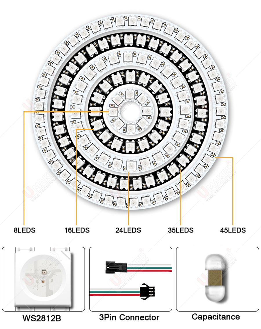 2 قطعة WS2812B أضواء لوحة مرنة - مراجعة Rgb Led Matrix 8X8 وسعره