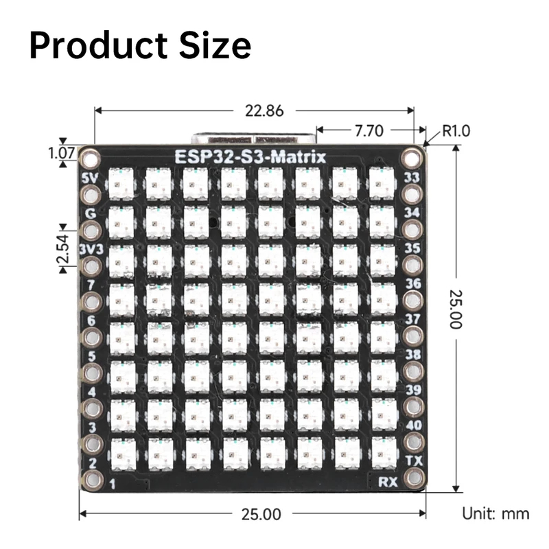 لوحة تطوير ESP32-S3 ماتريكس وا - مراجعة Rgb Led Matrix 8X8 وسعره