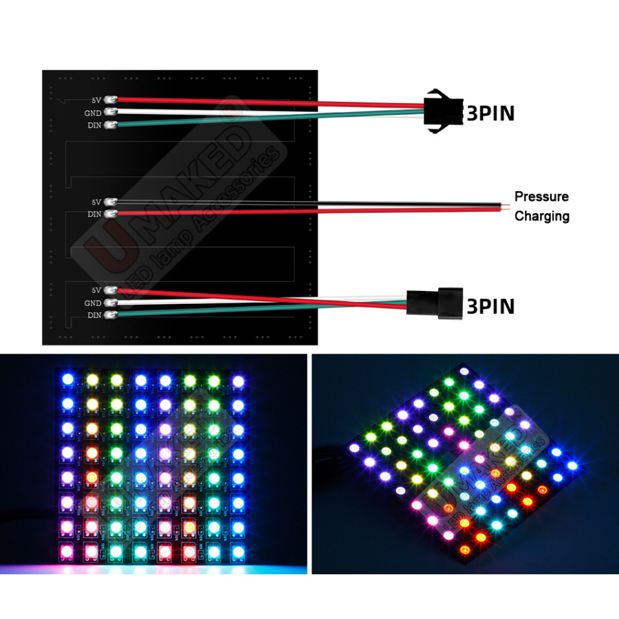 قطعتان من لوحة إضاءة رقمية مرن - مراجعة Rgb Led Matrix 8X8 وسعره