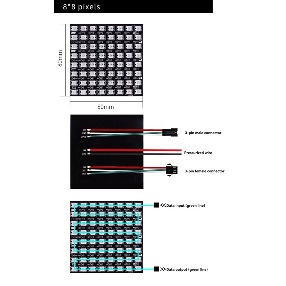 A36R WS2812B شاشة مصفوفة نقطية - مراجعة Rgb Led Matrix 8X8 وسعره
